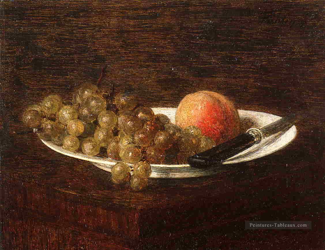 Nature morte Pêche et raisins Henri Fantin Latour Peintures à l'huile